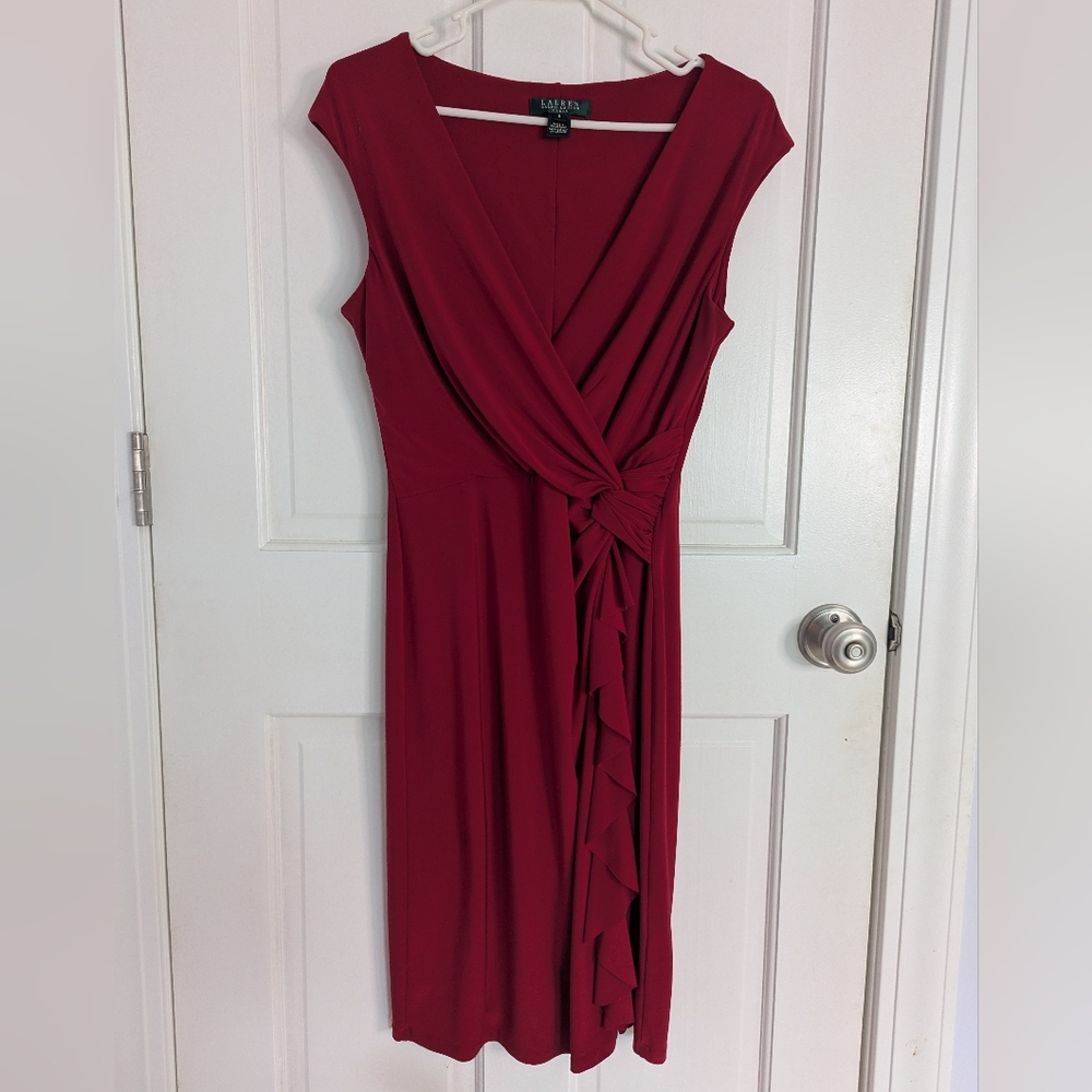 Ralph Lauren Deep Red Asymmetrical Dress